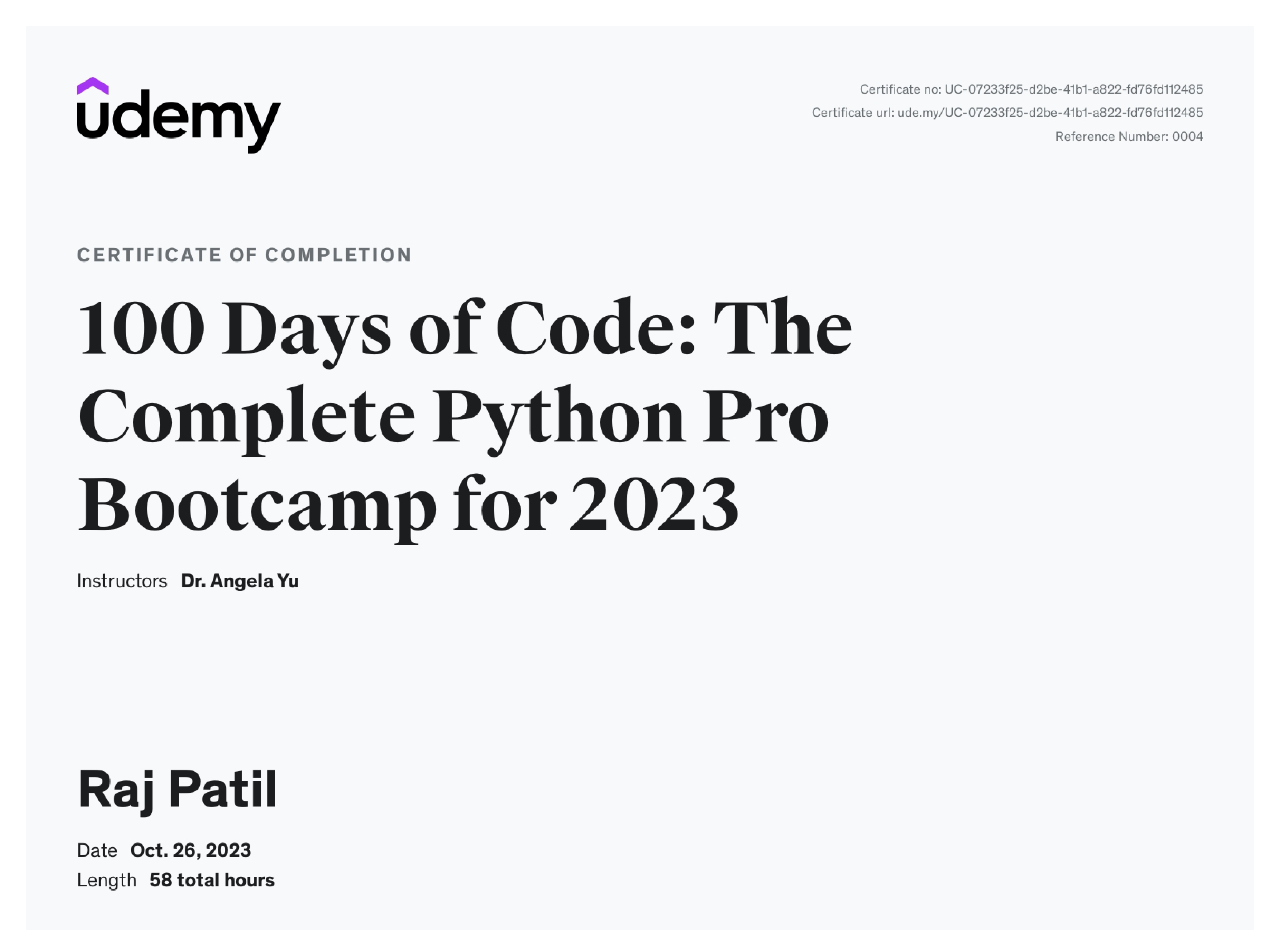 The Complete Python Pro Boothcamp Udemy